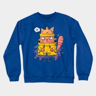 cat yellow sweater cartoon Crewneck Sweatshirt